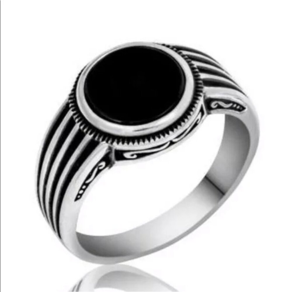 925 Sterling Silver Men's Rings With Natural Onyx - Picture 5 of 9